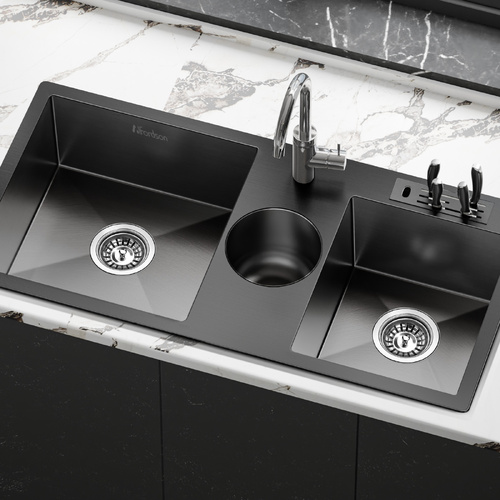 ALFORDSON Kitchen Sink Basin Stainless Steel Drop in Flush Mount 940X460MM Black