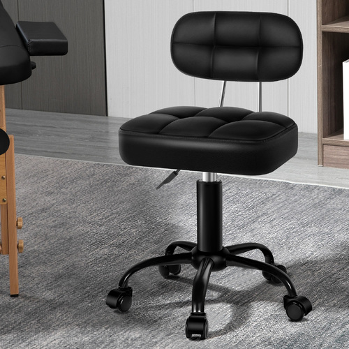 ALFORDSON Salon Stool Backrest Swivel Barber Hair Dress Chair Tufan All Black