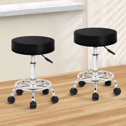 ALFORDSON 2x Salon Stool Round Swivel Barber Hair Dress Chair Gas Lift Black