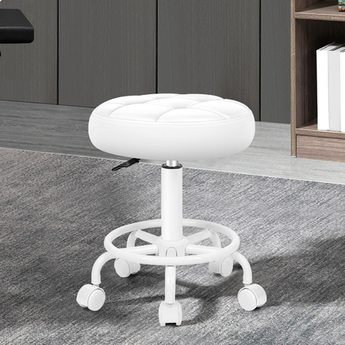 ALFORDSON Salon Stool Round Swivel Barber Hair Dress Chair Gas Lift All White