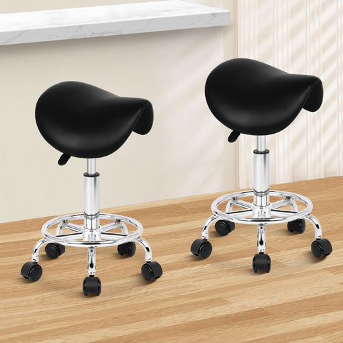 ALFORDSON 2x Salon Stool Saddle Swivel Barber Hair Dress Chair Sierra Black