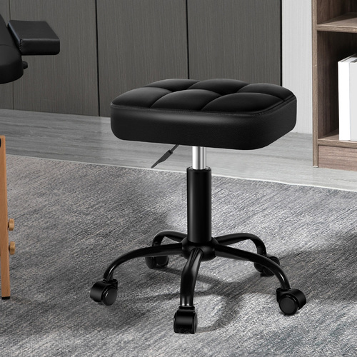 ALFORDSON Salon Stool Square Swivel Barber Hair Dress Chair Gas Lift All Black