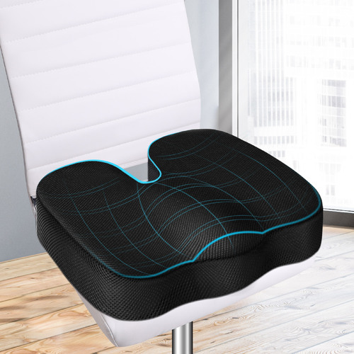 S.E. Seat Cushion Memory Foam Pillow Pad Car Office Back Pain Relief Mesh Black