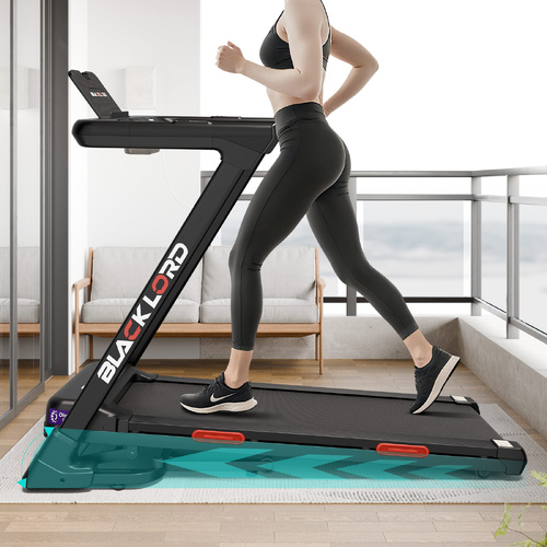 BLACK LORD Treadmill Electric Running Machine 20% Auto Incline Foldable 440mm