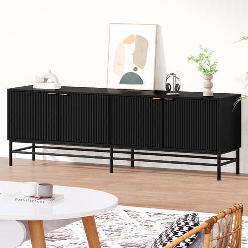 ALFORDSON Entertainment Unit 180cm TV Cabinet Stand Storage Doors Shelf Black
