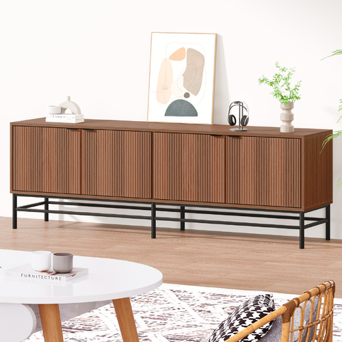 ALFORDSON TV Cabinet Stand Entertainment Unit 180cm Storage Walnut Doors Shelves
