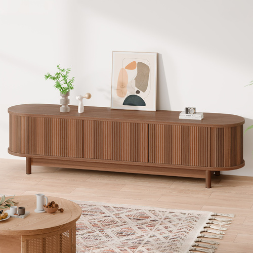 ALFORDSON Entertainment Unit TV Cabinet Stand 160cm Storage Shelf Walnut Wooden