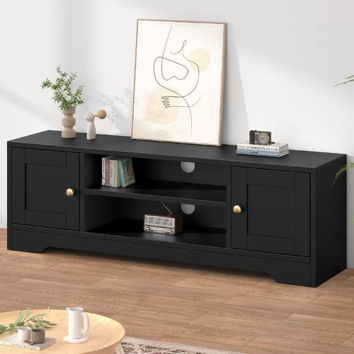 ALFORDSON TV Cabinet Entertainment Unit Stand Hamptons 120cm Storage Black