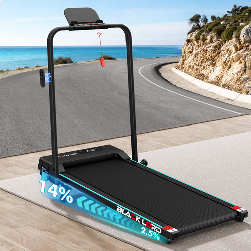 BLACK LORD Walking Pad Treadmill 14% Incline Magnetic Remote Foldable Cyan