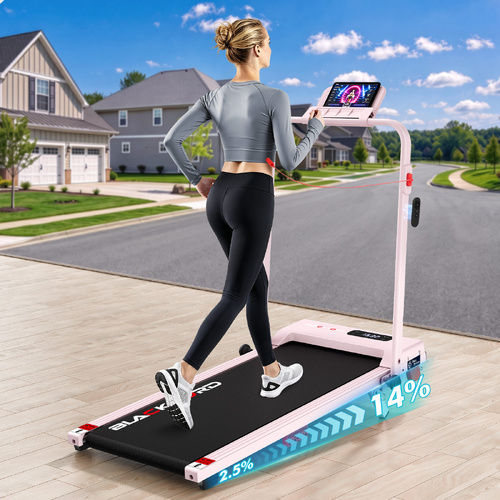 BLACK LORD Treadmill Walking Pad 14% Incline Foldable Magnetic Remote 38cm Pink