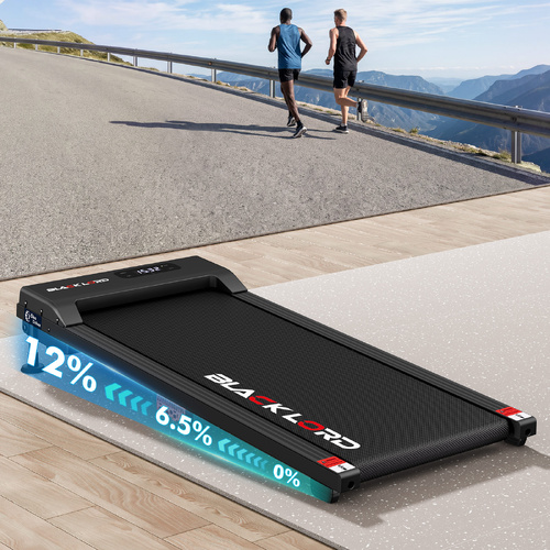 BLACK LORD Walking Pad Treadmill 12% Incline Under Desk Magnetic Remote Black