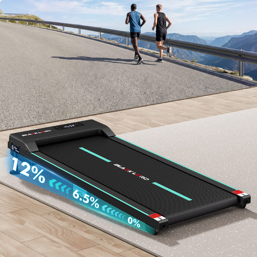 BLACK LORD Walking Pad Treadmill 12% Incline Under Desk Magnetic Remote Cyan