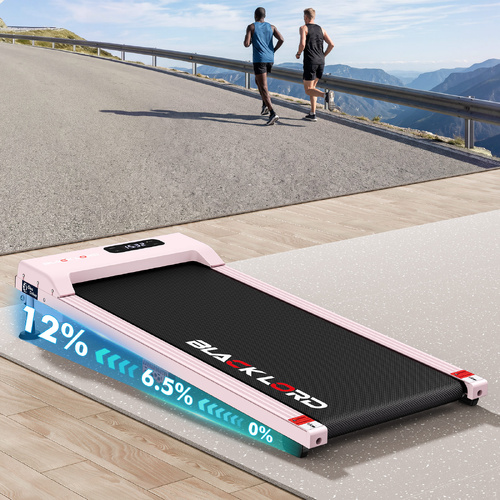 BLACK LORD Walking Pad Treadmill 12% Incline Under Desk Magnetic Remote Pink