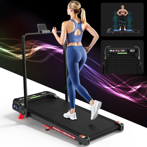 BLACK LORD Treadmill Electric Walking Vibration Pad LED Light Incline Foldable