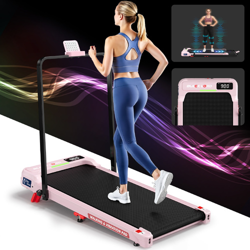 BLACK LORD Treadmill Electric Walking Pad Vibration LED Light Incline Foldable