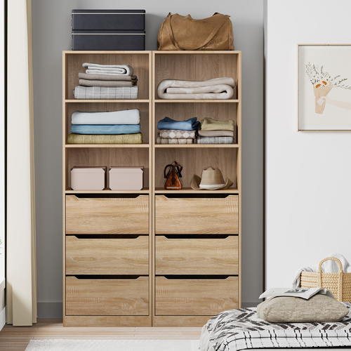 ALFORDSON 2x Wardrobe Clothes Storage Cabinet Organizer 3 Drawers Wood