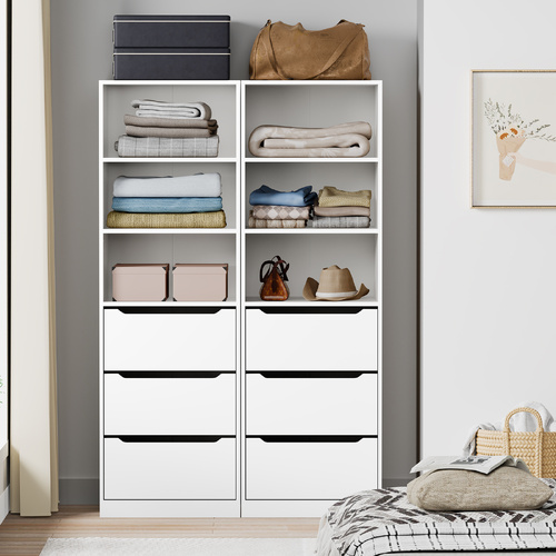 ALFORDSON 2x Wardrobe Clothes Storage Cabinet Organizer 3 Drawers White