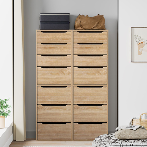 ALFORDSON 2x Wardrobe Clothes Storage Cabinet Organizer 7 Drawers Wood