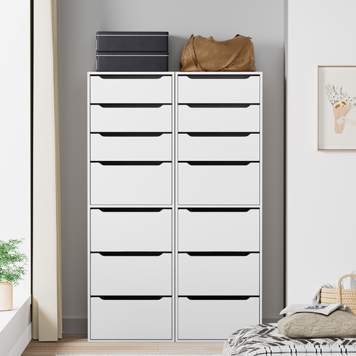 ALFORDSON 2x Wardrobe Clothes Storage Cabinet Organizer 7 Drawers White
