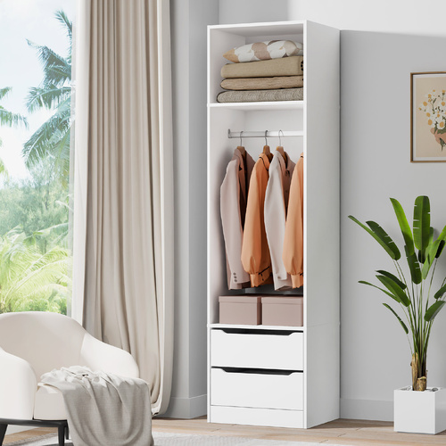 ALFORDSON Wardrobe Clothes Closet Storage Cabinet Hanging Rod White